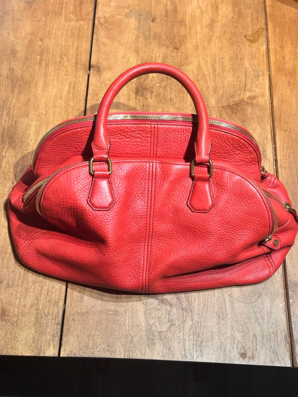 J. Crew Red Pebbled Leather Satchel